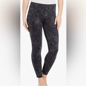 SPANX Jean-ish Acid Wash Grey Marble Stretch Tummy Control Leggings Athleisure